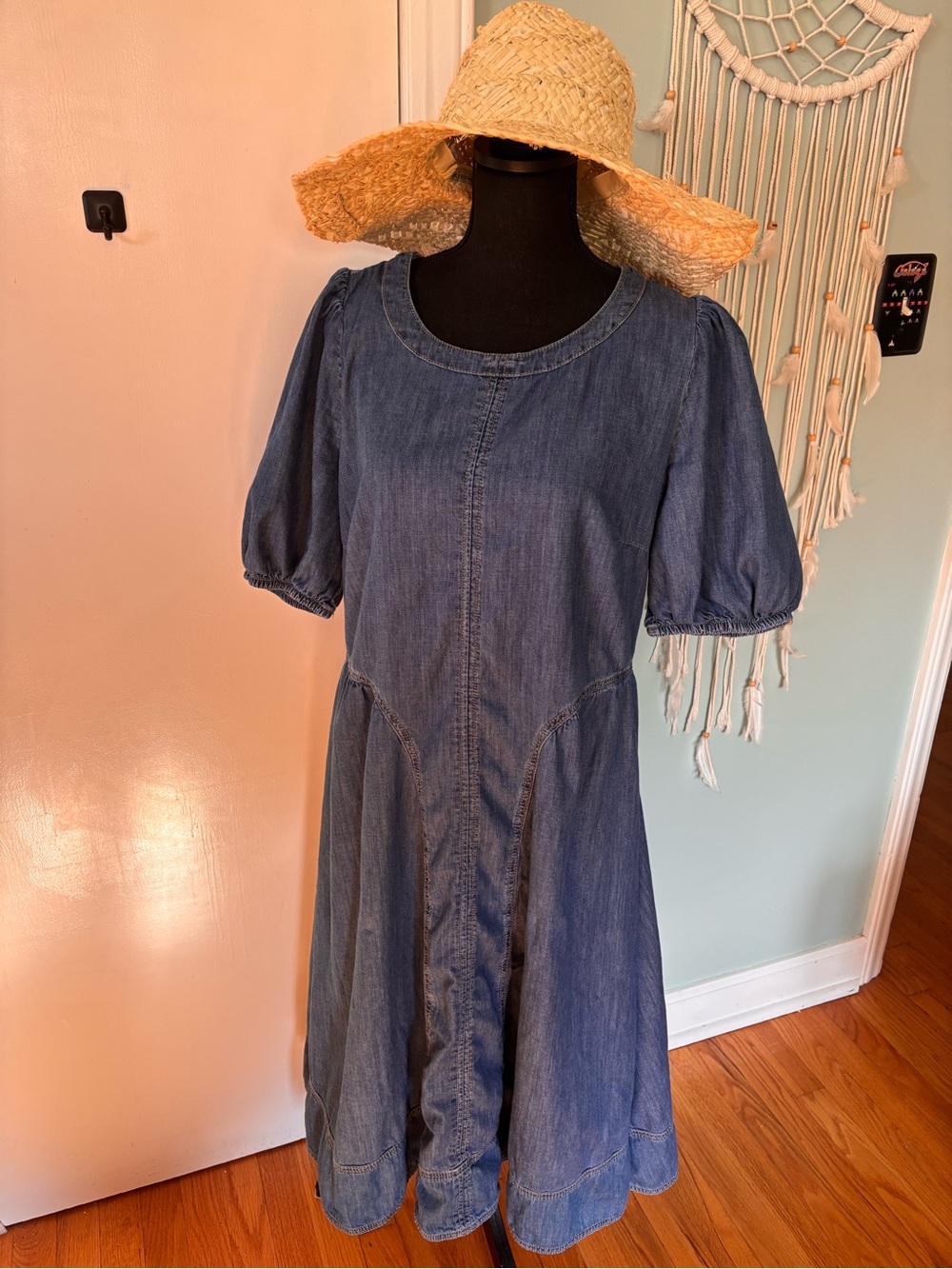 Torrid Denim Puff-Sleeve Midi Denim Dress - Blue